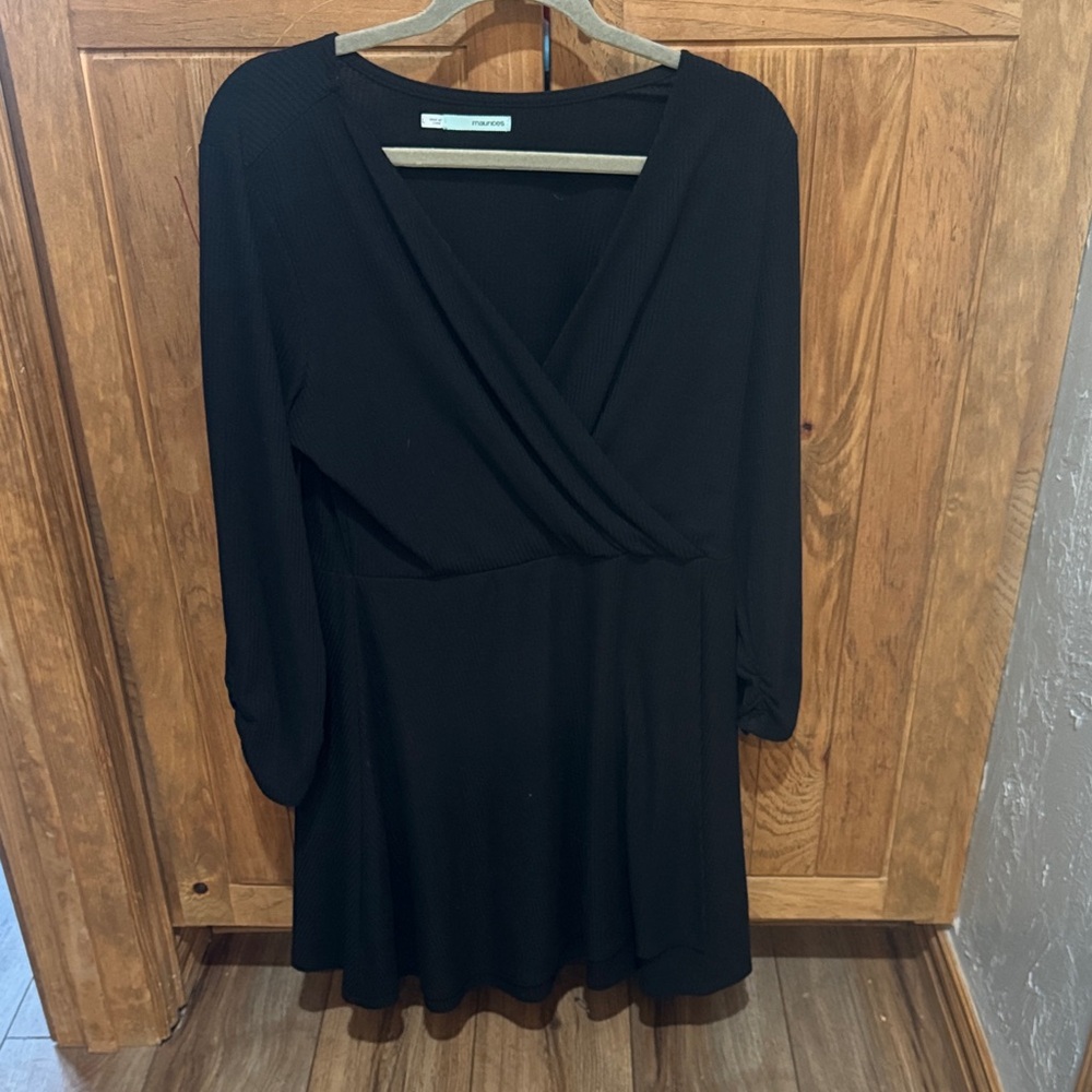 Maurices Black Long Sleeve Wrap Blouse